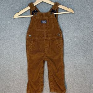 VTG OshKosh B’gosh Vestbak Brown Corduroy Flannel Bib Overalls Baby Boy 18M